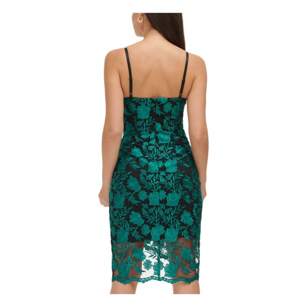 GUESS Womens Black Lined Asymmetric Hem Spaghetti Strap Body Con Dress 6 - Picture 2 of 4